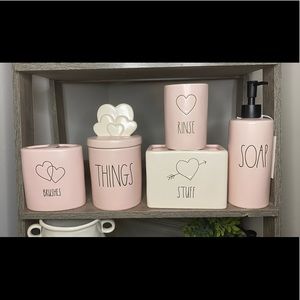 Rae Dunn Pink Valentine Bathroom Accessories Set